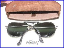 08f22 Vintage Paire De Lunettes Aviateur Ray-ban Leathers Bausch & Lomb USA