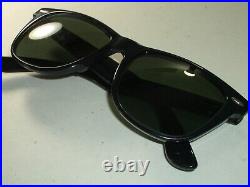 54 18m Vintage B&L RAY-BAN L1724 G15 Cristal Noir Ébène Wayfarer II Soleil