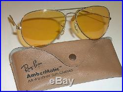 58mm Vintage Bausch & Lomb Ray Ban Gp Tous Temps Ambermatic Aviators Soleil