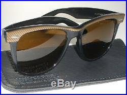 604ms Vintage B&L Ray-Ban Noir/Brun Doré Bordure B15 Wayfarer II Lunettes de