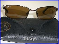 Lunettes De Soleil Ray Ban RB3194 Chromé Brun Polarized Métal Flight Wraps