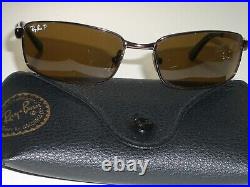 Lunettes De Soleil Ray Ban RB3194 Chromé Brun Polarized Métal Flight Wraps