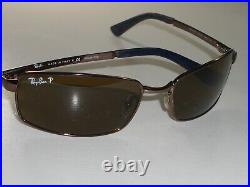 Lunettes De Soleil Ray Ban RB3194 Chromé Brun Polarized Métal Flight Wraps