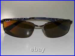 Lunettes De Soleil Ray Ban RB3194 Chromé Brun Polarized Métal Flight Wraps