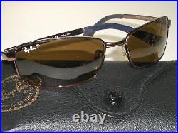 Lunettes De Soleil Ray Ban RB3194 Chromé Brun Polarized Métal Flight Wraps