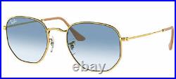 Lunettes de Soleil Ray-Ban HEXAGONAL RB 3548 Gold/Blue Shaded 51/21/145 unisexe