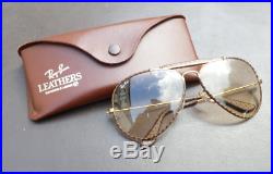 Lunettes de soleil B&L RAY- BAN aviator photochromatique cuir années 90 vintage
