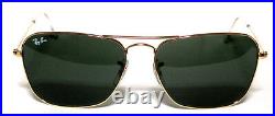 RAY BAN 3136 55 Neuf Caravan 001 Or Sunglasses Lunettes de Soleil Or Vert G15
