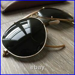 RAY BAN Aviator Bullet Hole Shooter Bausch & Lomb Vintage USA 62mm