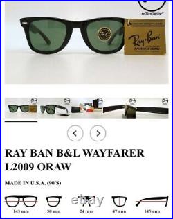 RAY-BAN Black Ebony WAYFARER B&L made in USA vintage