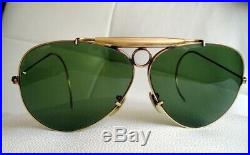 Rares Ray Ban Aviator B&l Shooter, Années 60, Verres G15 62mm-Plaquée Or