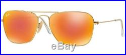 Ray Ban 3136 58 Neuf Caravan 112/69 Or Lunettes De Soleil Orange Miroir Gafas