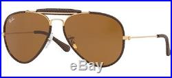 Ray Ban 3422q 58 9041 Leather Insère Roses Or Dark Brun Cuir Or Brun