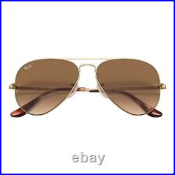 Ray-Ban Aviateur Métal II Or Clear Gradué Brun Lunettes de Soleil 0RB3689