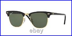 Ray-Ban CLUBMASTER RB 3016 homme Lunettes de Soleil BLACK GOLD/GREY GREEN