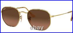 Ray-Ban HEXAGONAL METAL RB 3548N unisexe Lunettes de Soleil GOLD/BROWN SHADED