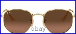 Ray-Ban HEXAGONAL METAL RB 3548N unisexe Lunettes de Soleil GOLD/BROWN SHADED