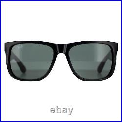 Ray-Ban Lunettes de Soleil Justin 4165 601/71 Noir Brillant Vert Large 55mm