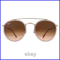 Ray-Ban Lunettes de Soleil Round Double Bridge 3647N 9069A5 Rose Pente Marron