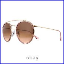 Ray-Ban Lunettes de Soleil Round Double Bridge 3647N 9069A5 Rose Pente Marron