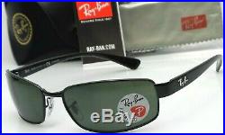 Ray Ban RB3364 002/58 Hommes 62mm Cadre Noir Vert Polarisé Lentille Soleil Neuf