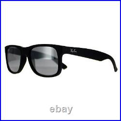 Ray-Ban Soleil Justin 4165 622/6G Caoutchouc Noir Gris Miroir Grand 55mm