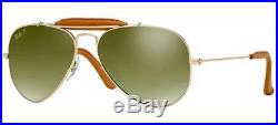 Ray ban 3422Q 58 001/M9 Leather Inserts or Brun Cuir Vert Argent Polarized