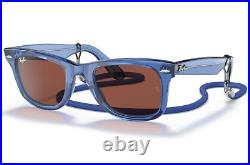 Ray ban Lunettes de Soleil Wayfarer RB2140 6587C5 50-22 Transparent Bleu Rouge