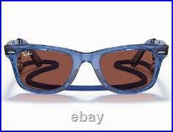 Ray ban Lunettes de Soleil Wayfarer RB2140 6587C5 50-22 Transparent Bleu Rouge