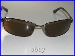 Ray ban RB3194 Marron Chrome Verre Polarisé Vol Métal Wraps Lunettes de Soleil