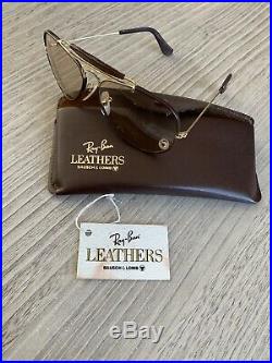 Ray ban aviator Leather vintage outdoorsman or et cuir marron b&l usa Neuve