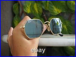 Verres pour Ray Ban sunglasses / Lunettes de soleil octogonal miroir gris / bleu