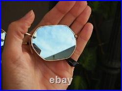 Verres pour Ray Ban sunglasses / Lunettes de soleil octogonal miroir gris / bleu