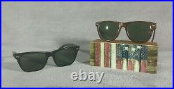 °Vintage 2 sunglasses Ray-Ban B&L USA Wayfarer II Mock tortoise & Ebony 1980's