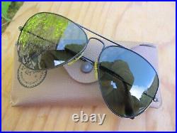 Vintage B&L Ray-Ban U. SA. L. I. C. RB3 True Green Black Chrome Aviators Ca. 60/70s