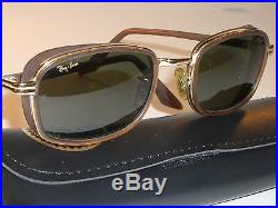 Vintage B&L Ray-Ban W2812 Marron/or Combo G15 Anti-uv Rectangulaire Diners
