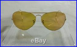 Vintage Lunettes de soleil Ray-ban B&L Aviator Ambermatic 6214 1970's SUP