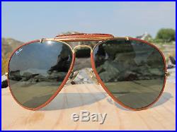 Vintage Ray Ban B&L Outdoorsman Leathers G15 Aviator Sunglasses 80s