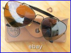 Vintage Ray Ban B&L U. S. A. B15 TGM Black Chrome Outdoorsman Aviators Sunglasses