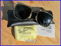 Vintage Ray Ban B&L U. S. A. Pinpoint Etched W1698 G15 Grey/Green Lenses Aviators