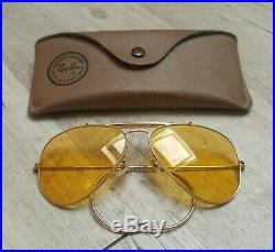 Vintage paire de lunettes de soleil RAY-BAN RAYBAN Outdoorsman AMBERMATIC 1970's
