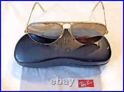 Vintage ray ban Bausch Lomb Or Aviator Lunettes de Soleil Gris Lentille Étui