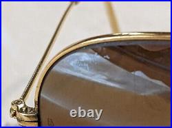 Vintage ray ban Bausch Lomb Or Aviator Lunettes de Soleil Gris Lentille Étui