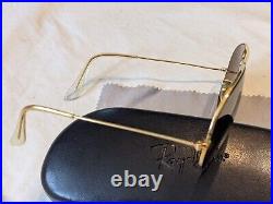 Vintage ray ban Bausch Lomb Or Aviator Lunettes de Soleil Gris Lentille Étui