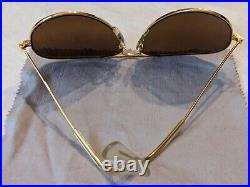 Vintage ray ban Bausch Lomb Or Aviator Lunettes de Soleil Gris Lentille Étui