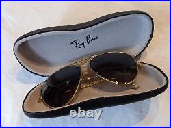 Vintage ray ban Bausch Lomb Or Aviator Lunettes de Soleil Gris Lentille Étui