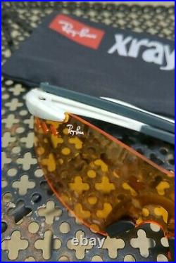 °Vintage sports sunglasses RayBan USA XRAYS White and orange Made in Japan 90's