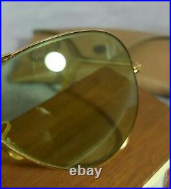 °Vintage sunglasses Ray-Ban B&L Aviator 5814 Photochromic green Lenses 70's