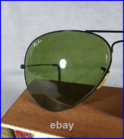 °Vintage sunglasses Ray-Ban B&L Aviator Black chrome L2824 RB-3 lenses 80's