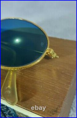 °Vintage sunglasses Ray-Ban B&L Oval métal W1862 Arista Blue mirror lenses 90's